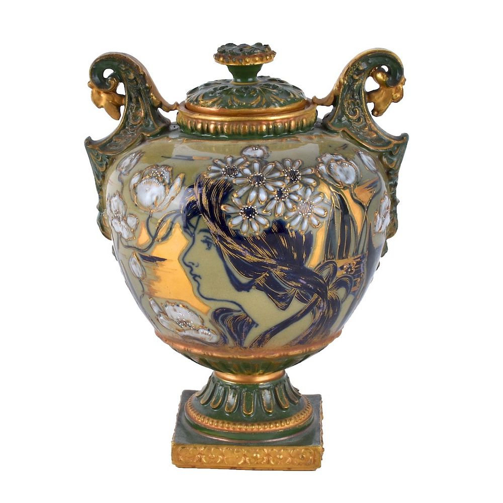 Appraisal: Turn Teplitz Covered Urn Riessner Stellmacher and Kessel Turn Teplitz