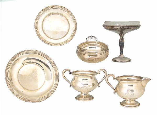 Appraisal: A group of sterling items Comprising porringers beaker coasters set