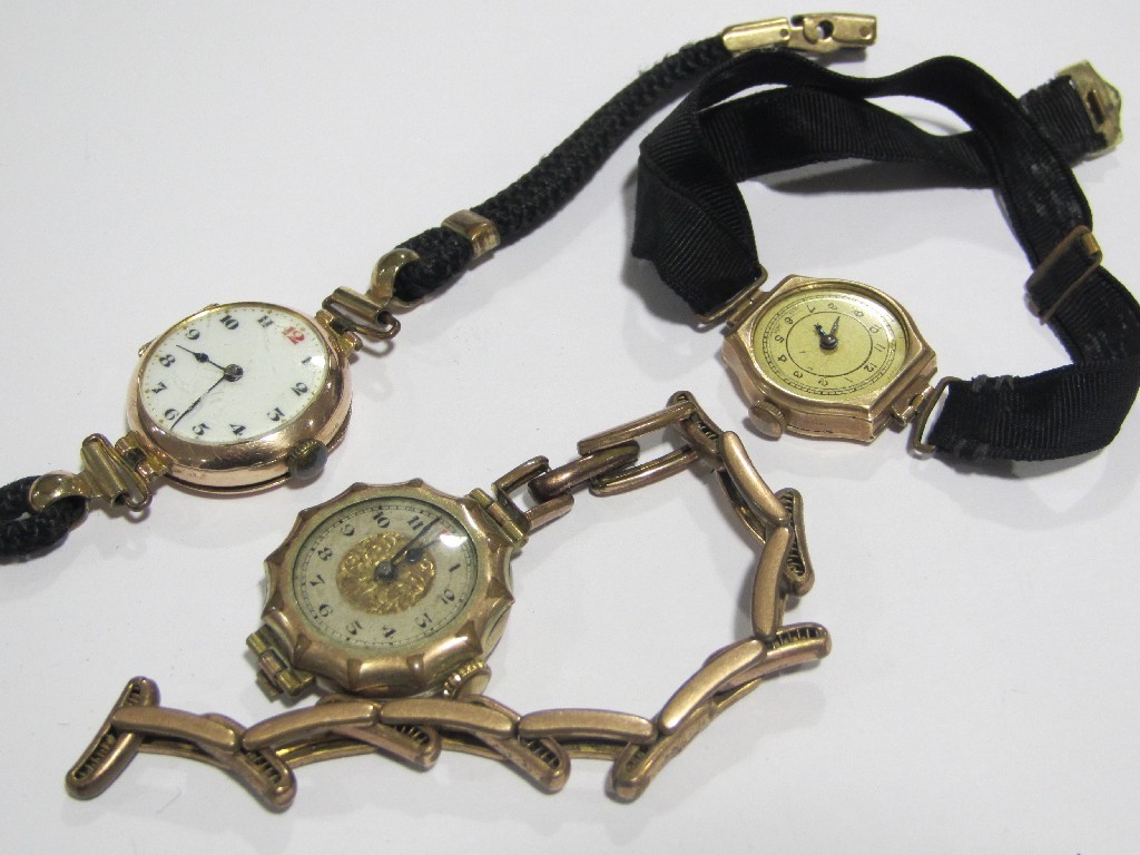 Appraisal: Lot comprising three early th century ladies wrist watches -