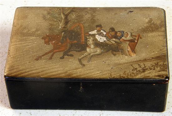 Appraisal: th century painted Russian wooden box painted with a sledge