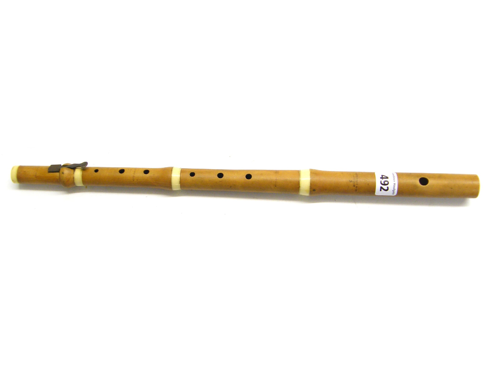 Appraisal: English boxwood and ivory single keyed flute by and stamped