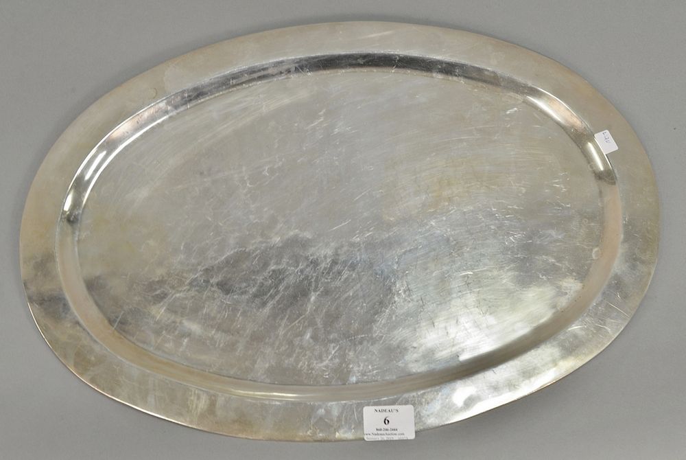 Appraisal: Mexican silver oval tray lg in t oz Provenance Estate