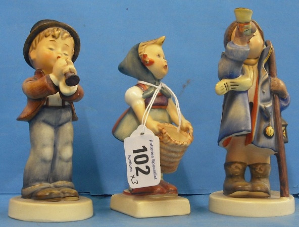 Appraisal: Goebel Hummel Figures Serenade Little Helper and Hear Ye Hear