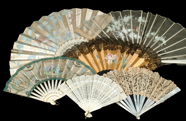 Appraisal: Six th century ladies' fans including a bone bridal fan