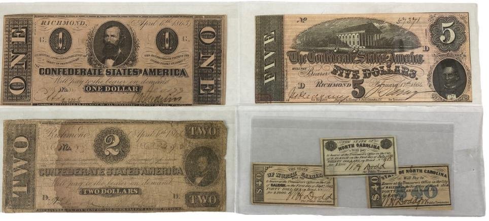 Appraisal: Confederate States of America Obsolete Notes higher grade higher grade