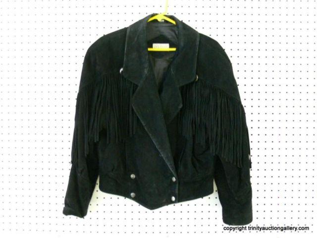 Appraisal: Black Leather Ladies Jacket - Size Medium - Cowgirl fringe