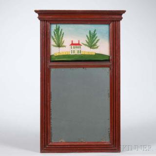 Appraisal: Red-painted Picture Mirror New England early th century above a