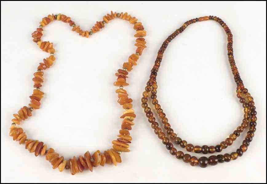 Appraisal: TWO AMBER NECKLACES Condition No Specific Condition Recorded - Sold