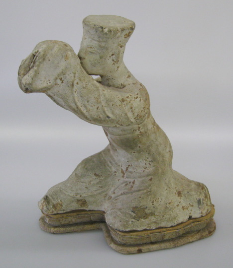 Appraisal: T'ang Dynasty Matte White-Painted Pottery Figure of a Kneeling Supplicant