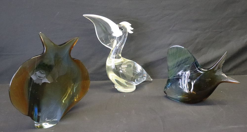 Appraisal: Grouping Of Art Glass To Inc Fish A Murano Pelican