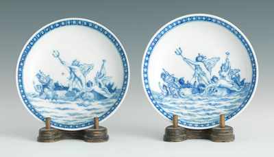 Appraisal: A Pair of Chinese Export Saucers Neptune Holding Trident Astride