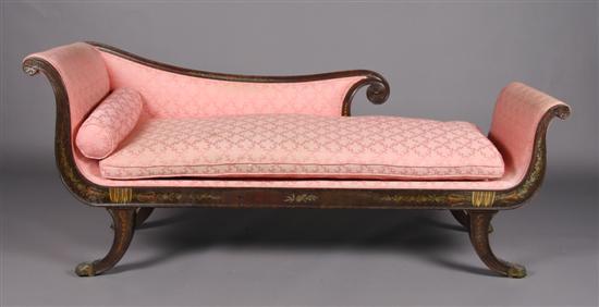 Appraisal: A Regency Style Painted Chaise Length inches