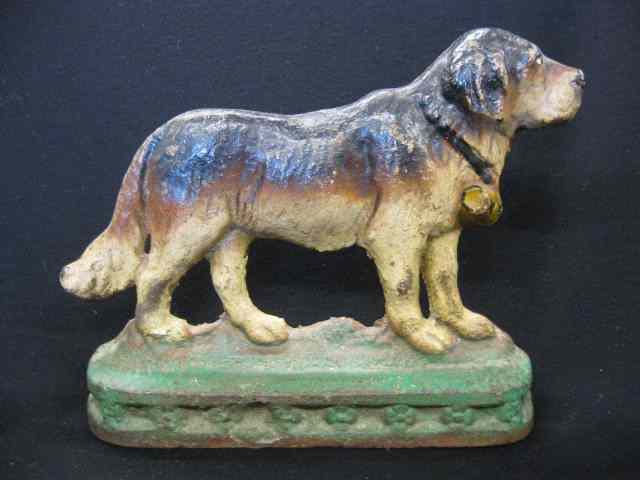 Appraisal: St Bernard Cast Iron Figural Doorstop original paint '' x