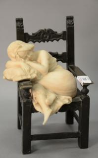 Appraisal: Victorian marble figure of a girl on a bronze chair