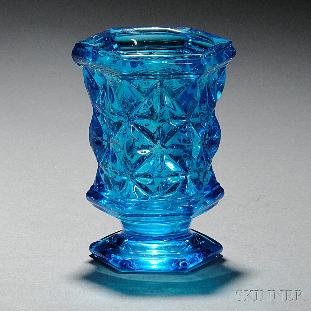 Appraisal: Sapphire Blue Pressed Glass Spoon Holder Sandwich Massachusetts - Boston