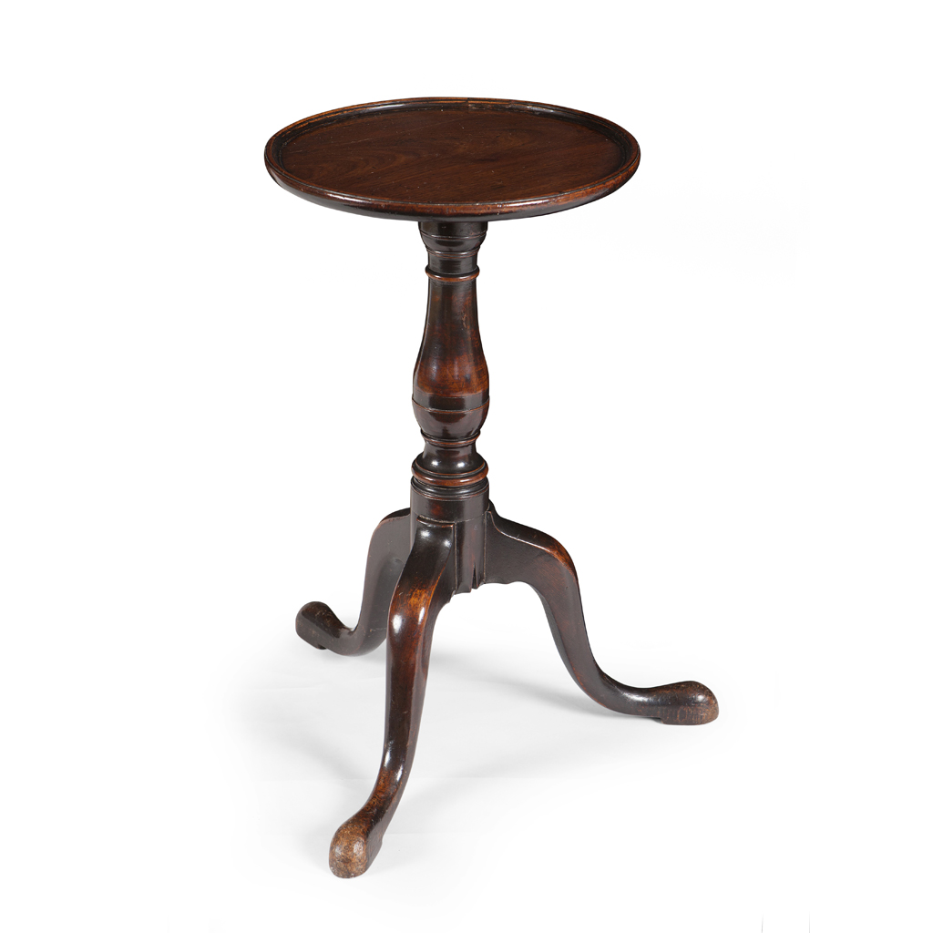 Appraisal: GEORGE II MAHOGANY TRIPOD KETTLE STAND MID TH CENTURY the