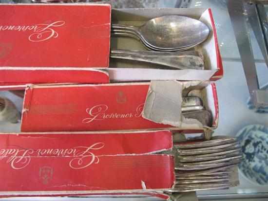 Appraisal: FOUR BOXES OF GROSVENOR SILVER PLATE CUTLERY