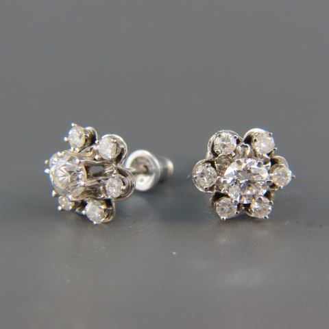 Appraisal: Diamond Earrings diamonds totaling carat in k white gold floral