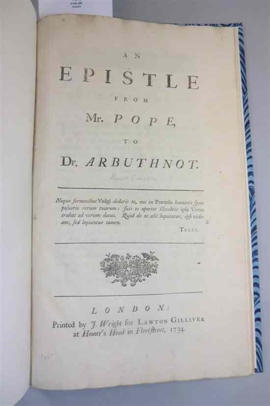 Appraisal: POPE A AN EPISTLE FROM MR POPE TO DR ARBUTHNOT