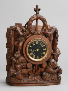 Appraisal: th c hand carved oak clock w gnomes Late th