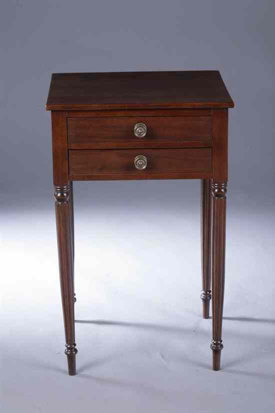 Appraisal: AMERICAN SHERATON MAHOGANY WORK TABLE th century Rectangular top above