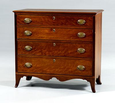 Appraisal: American Federal cherry chest four dovetailed drawers with poplar and