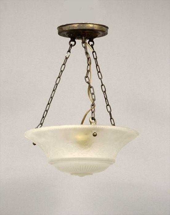 Appraisal: Hanging Light Fixture with Molded Glass Shade in in diam