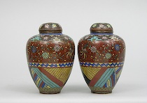 Appraisal: A Pair of Chinese Cloisonne Vases ca late th Century