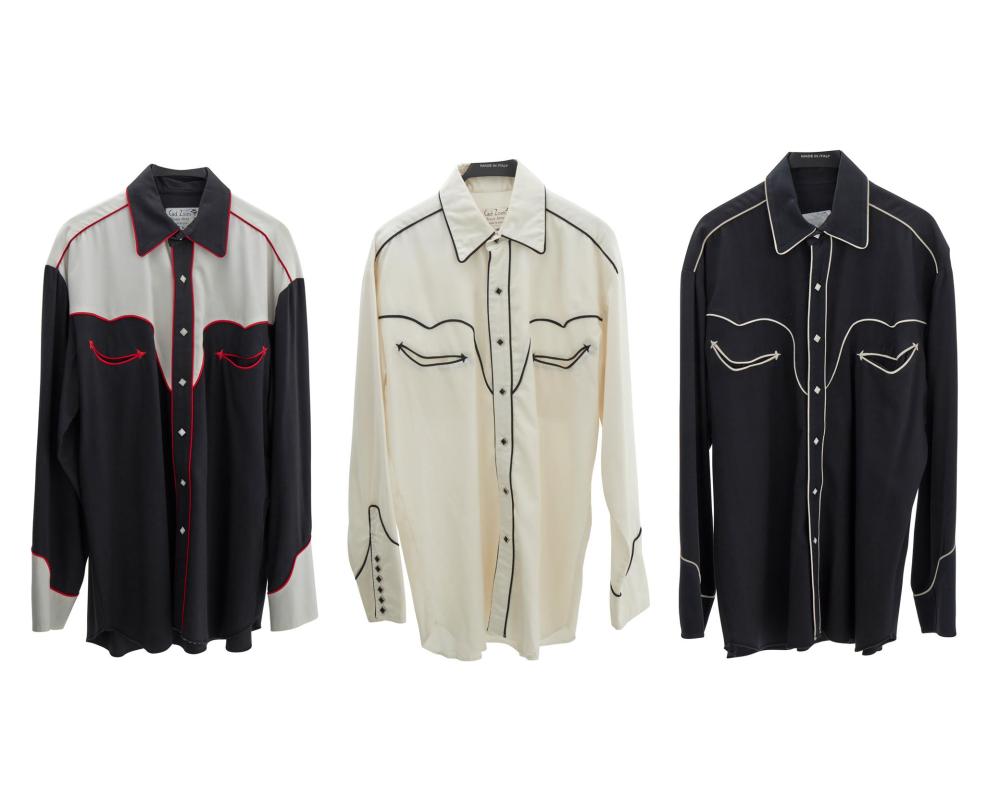 Appraisal: A group of three men's gabardine Western shirts th century