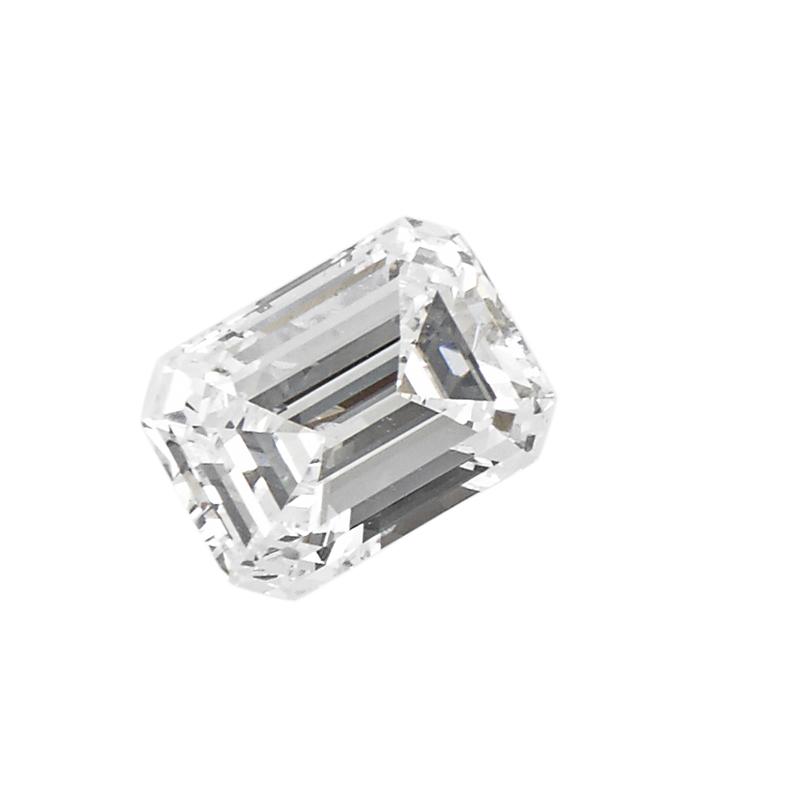 Appraisal: UNMOUNTED CTS EMERALD CUT DIAMOND GIA report states Color F