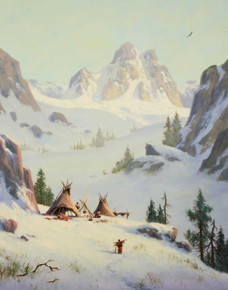 Appraisal: HEINIE HARTWIG OIL ON BOARD California born Winter Hunters Native