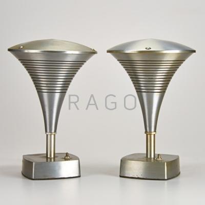 Appraisal: ART DECO Pair of Storco aluminum table lamps Kenilworth NJ