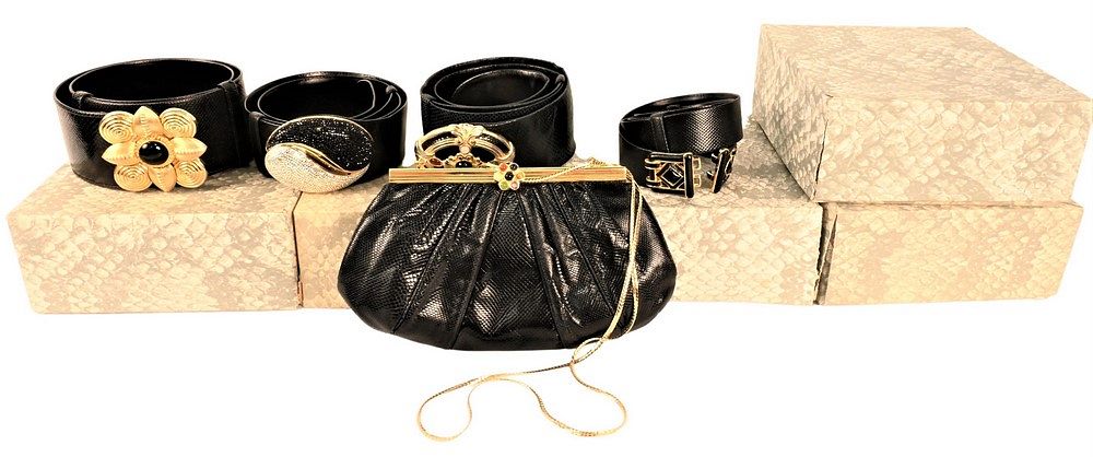 Appraisal: Five Piece Judith Leiber Group to include black lizard skin