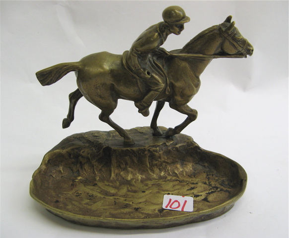 Appraisal: PAUL TERESZUK Austrian - Gilt bronze figural bowl race horse