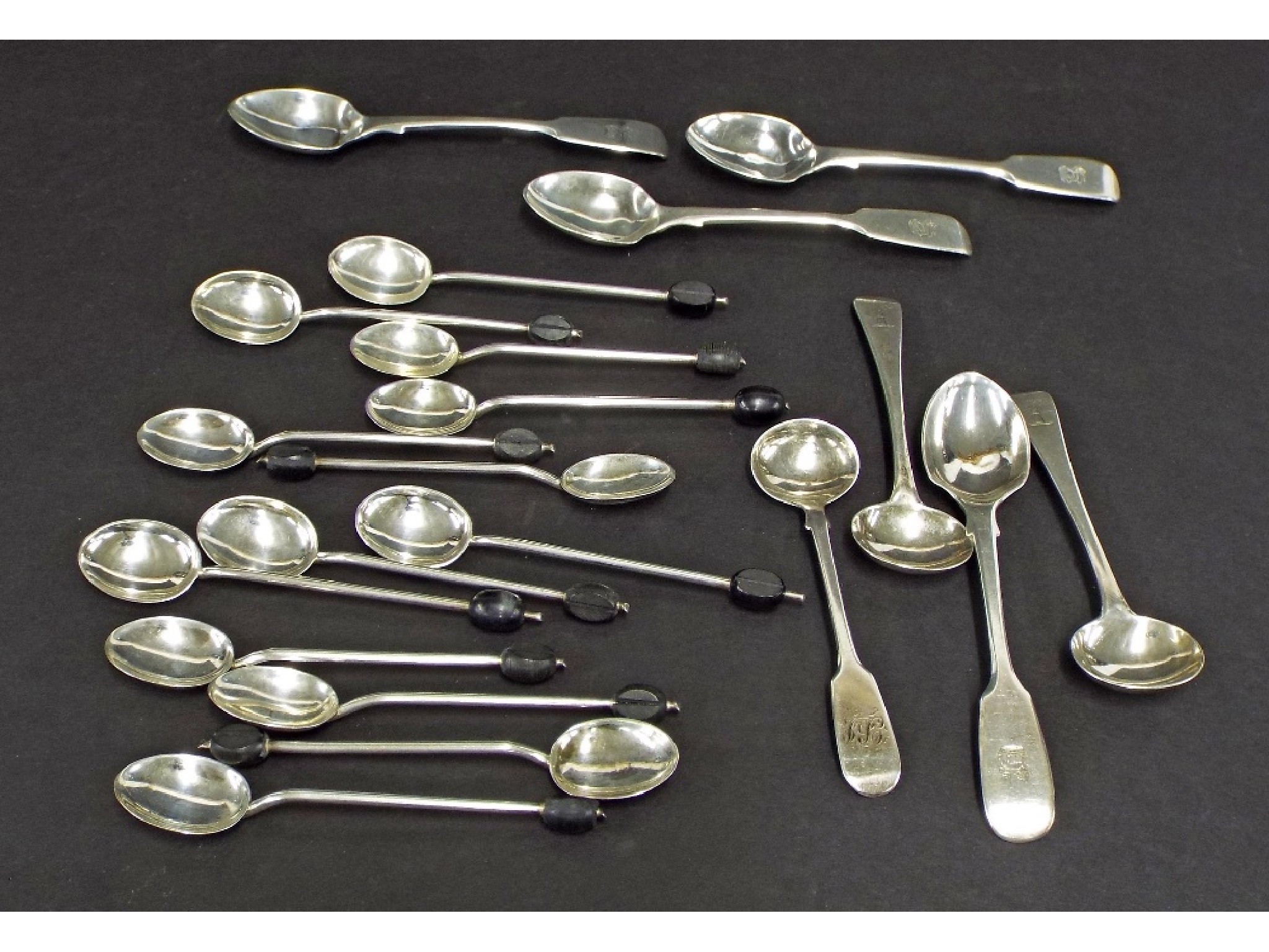 Appraisal: Set of nine Hukin Heath s silver coffee bean spoons