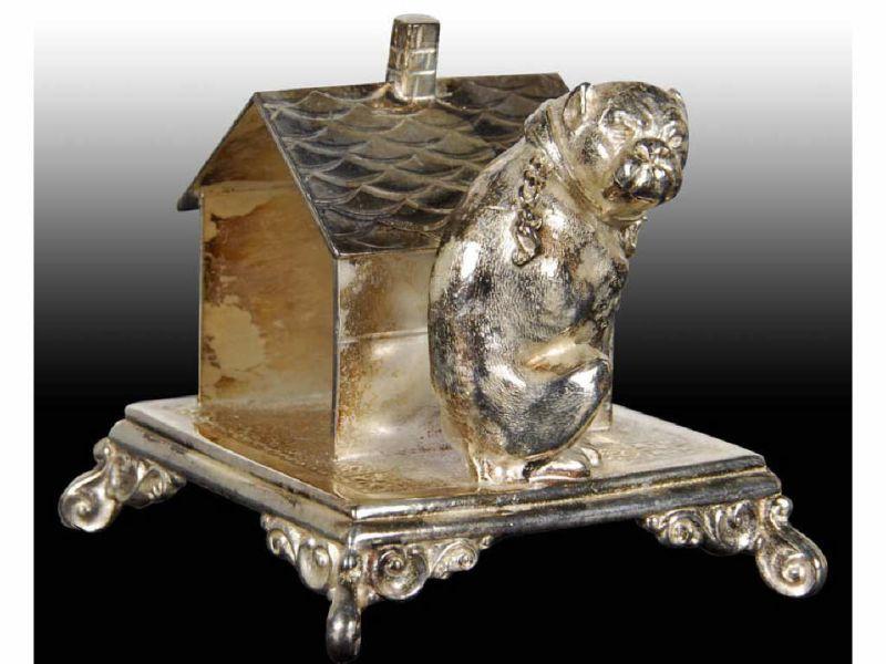 Appraisal: Bulldog Sitting On Base By Doghouse Figural Napkin Description Marked