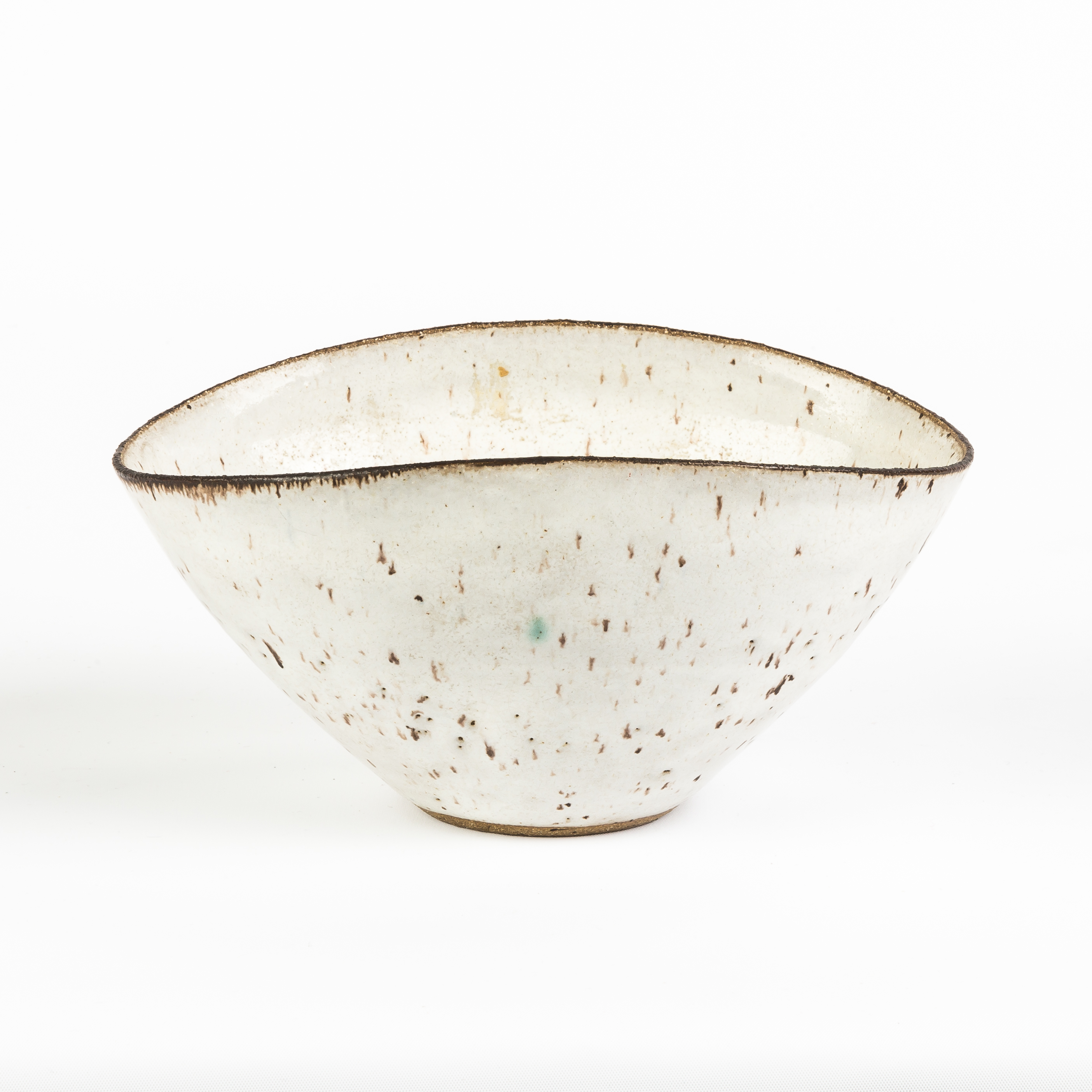 Appraisal: Lucie Rie English - Oval White Bowl with Dark Rim