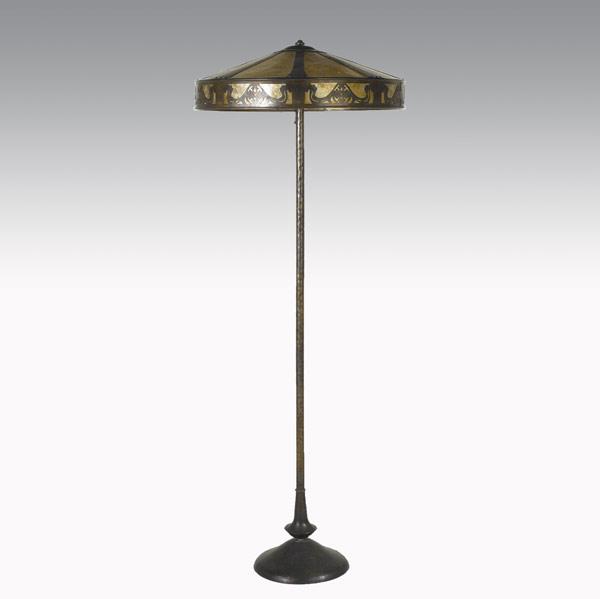 Appraisal: DIRK VAN ERPHammered copper floor lamp with pierced copper and