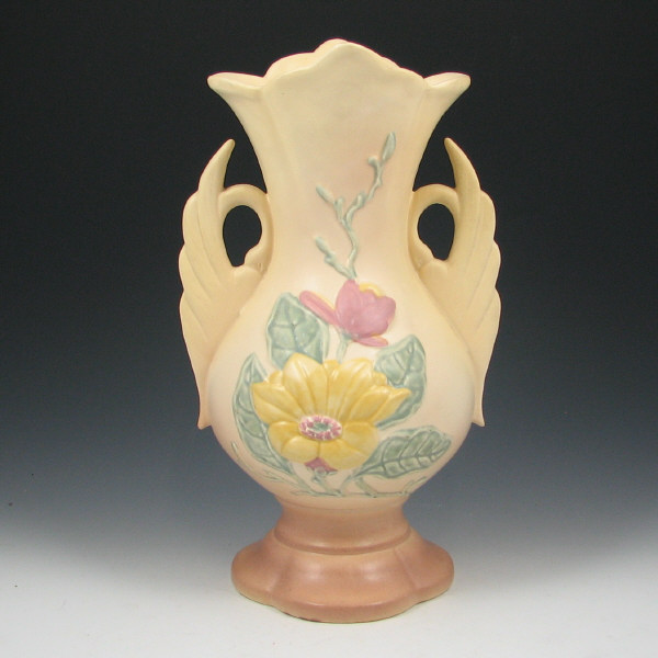 Appraisal: Hull Magnolia - Wing Handled Vase Magnolia Matte swan wing