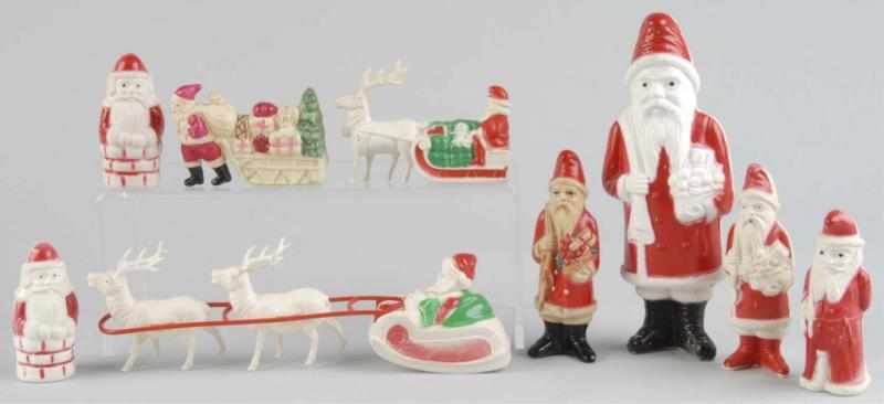 Appraisal: Lot of Celluloid Christmas Pieces Description Includes a large Santa