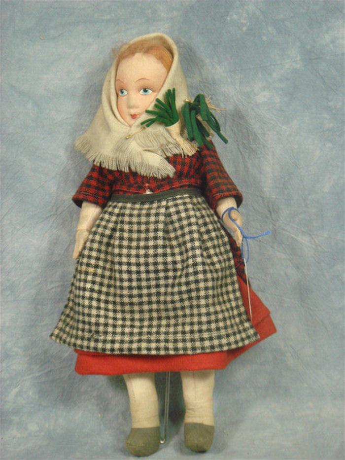 Appraisal: England made Welsh Cloth Doll inches tall early 's painted