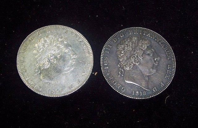 Appraisal: Two George III crowns and both very fine