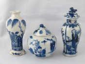 Appraisal: Three small Chinese blue and white ceramics being a covered