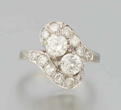 Appraisal: A Ladies' Diamond Cluster Bypass Ring k white gold bypass