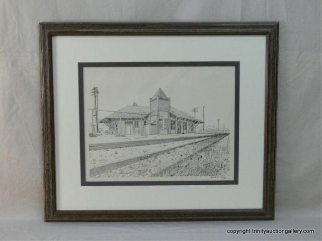 Appraisal: Russell D Autrey S N Train Depot Print - Framed