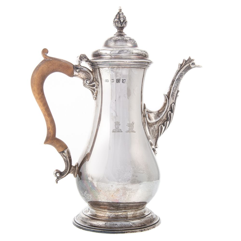 Appraisal: George III Silver Armorial Coffee Pot Samuel Whitford I London