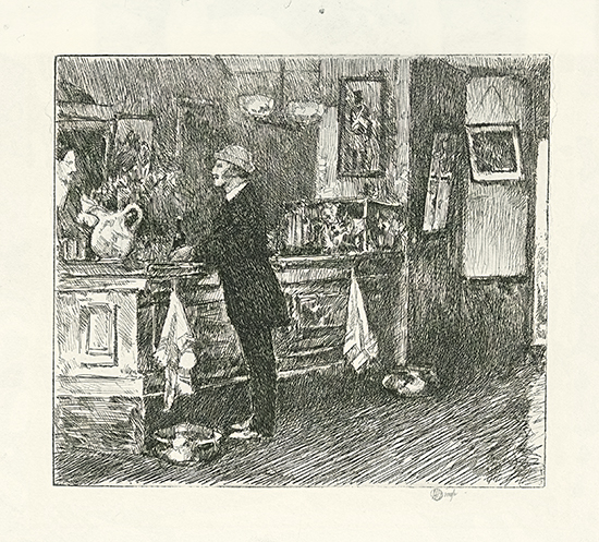 Appraisal: CHILDE HASSAM A New England Barroom Etching x mm x