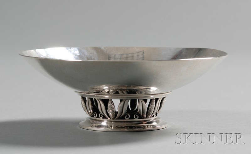 Appraisal: Georg Jensen Footed Bowl Sterling silver Denmark s Shallow bowl