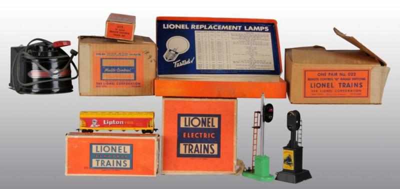 Appraisal: Lionel Post-War O-Gauge Various Accessories Description Includes an RW transformer