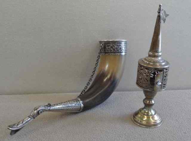 Appraisal: SILVER Pieces of Judaica Russian Silver HornShofar together with a